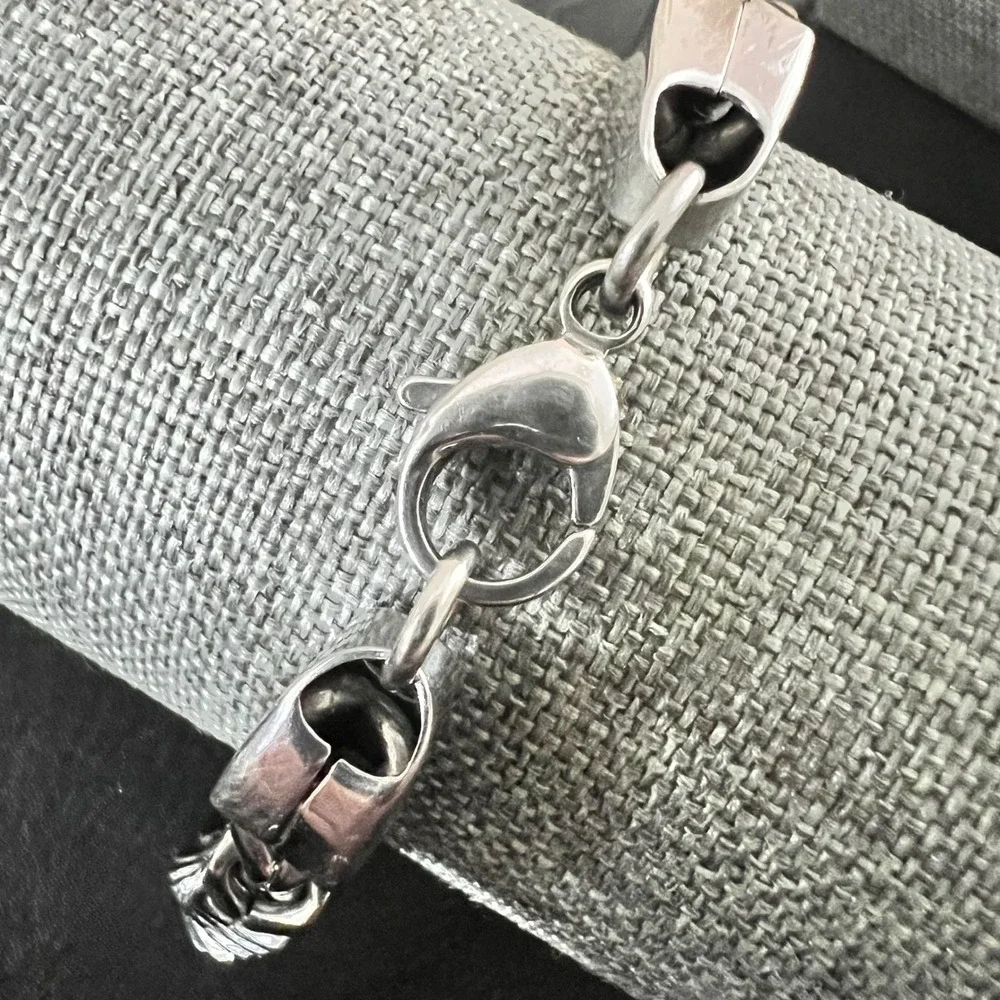 Silver Tone Franco Link Chain Bracelet 7.75 Inch Mens Unisex Jewelry Gorpcore